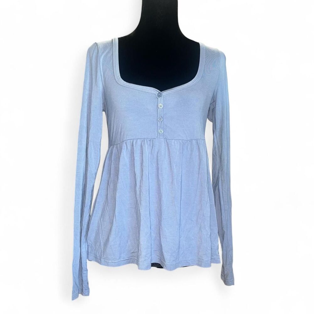 Edikted Women's Blue Long Sleeve Babydoll Shirt SZ M